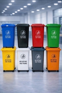 Thùng rác nhựa HDPE 60 lít 4 bánh xe       Kíchthước(L)48x(W)42x(H)66cm