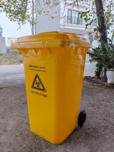 Thùng rác nhựa 240 lít màu vàng  Kích thước: (L)740x(W)590x(H)1015mm