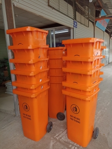 Thùng rác nhựa HDPE màu cam