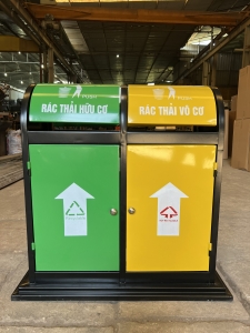 Thùng rác đôi ngoài trời  Kích thước:(L)900x(W)480x(H)890mm